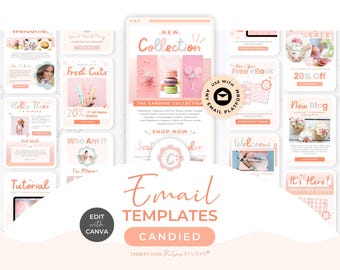 E-Mail-Vorlagen-Bundle für Canva - Bunte E-Mail, Mailchimp, FloDesk, MailerLite, E-Mail-Design, Newsletter, E-Mail Marketing, Candied