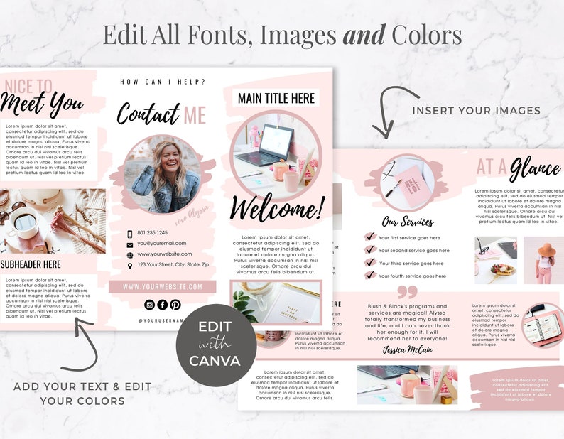 Brochure Subheading Example Editable Brochure Template for Canva - Canva Template, Trifold Brochure ...