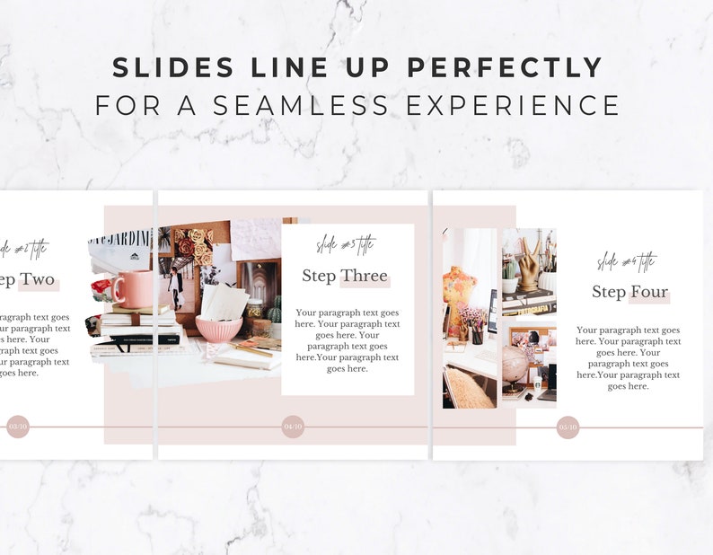 Carousel Post Template for Instagram Canva Template, Social Media Template for Canva, Slideshow, Slider, Swipe, Step by Step, Rose, Pink image 3
