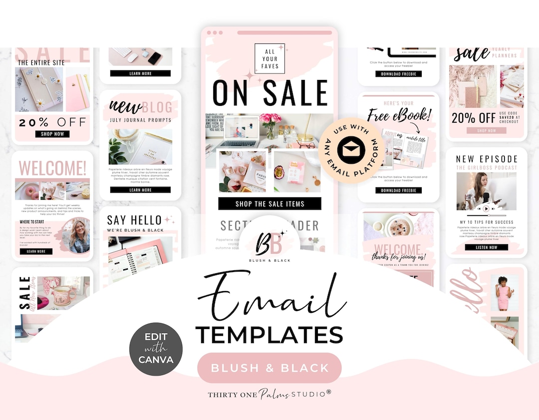 email templates - bundle pack - 50+ on yellow images... Email Template Bundle for Canva - Template Email, Mailchimp, Flodesk ...