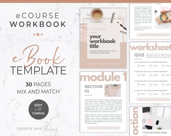 eBook Template - Workbook Template, Canva Template, Course Book Template, Editable Canva eBook, Worksheet Template for Canva
