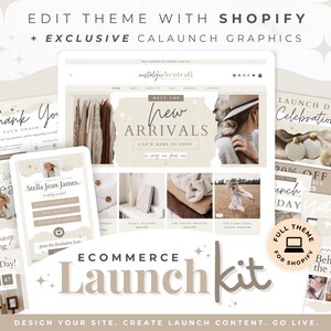 Theme for Shopify + Launch Bundle - Social Graphics and Email Headers for Canva, Nostalgic Neutral