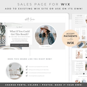 Sales Page Template for Wix - Website Template, Course Website, Landing Page, Sales Funnel, Digital Product Sales, Wix Template, White Linen