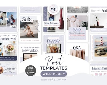 Wild Peony Social Media Post Templates: Canva Fashion & Blog (Portrait)