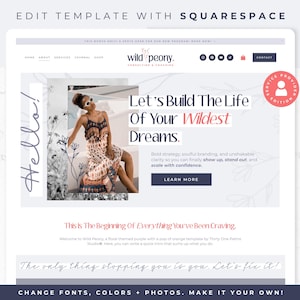 Website Template Squarespace - Squarespace Template, Squarespace 7.1, Coach Site, Blog, eCommerce Shop, Modern Business Website, Wild Peony
