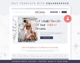 Website Template Squarespace - Squarespace Template, Squarespace 7.1, Coach Site, Blog, eCommerce Shop, Modern Business Website, Wild Peony