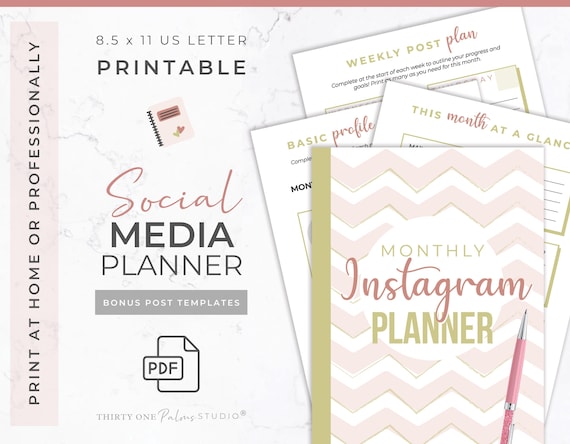 Monthly Planner - Social Media Planner, Instagram Planner, Goals Planner, Business Planner, Instagram Layout, PDF Planner, Instant Download