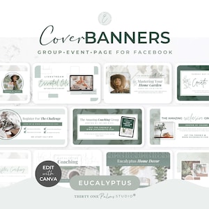 Eucalyptus Facebook Cover Templates: Canva Social Media Kit (Digital Download)