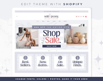Purple Floral Theme for Shopify - eCommerce Website Template, Wild Peony