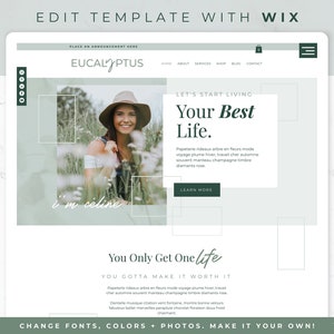 Website Template for Wix - Wix Template, Wix Theme, Blog Theme, Coach Website, Creative Web Theme, eCommerce, Shop Theme, Modern, Eucalyptus