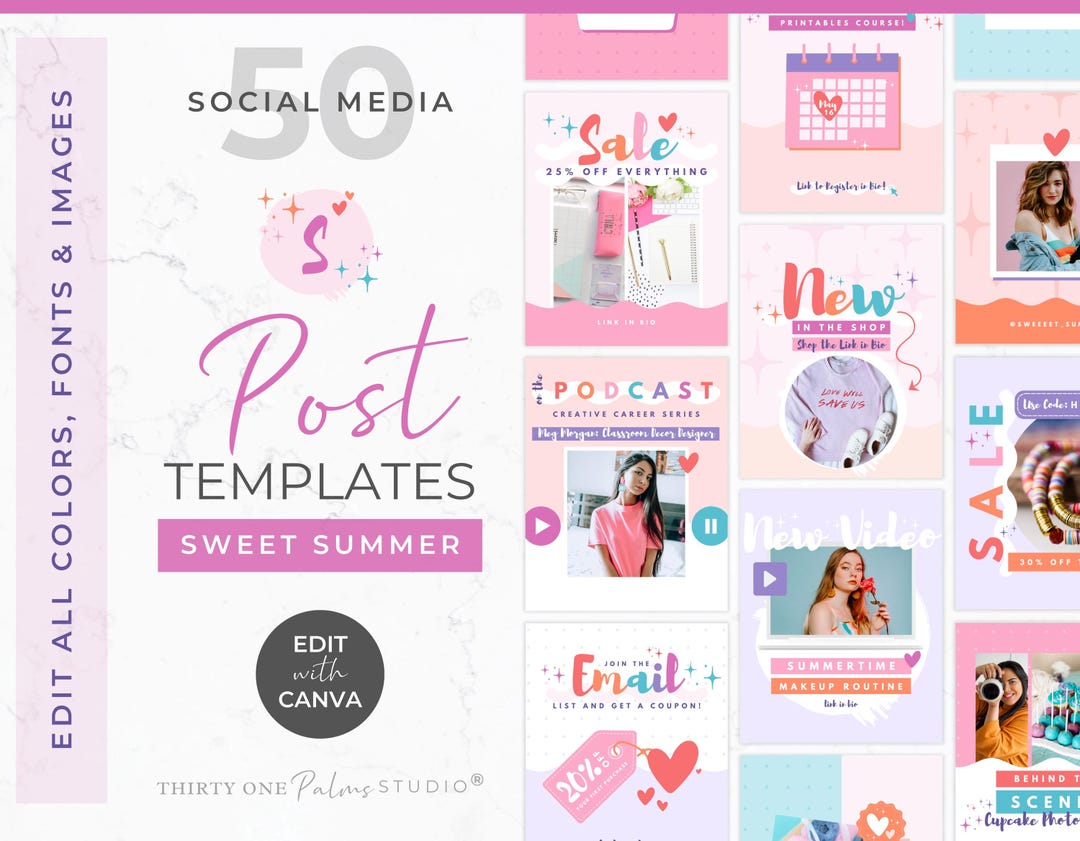 Instagram Post Templates - Canva Template, Colorful Rainbow Posts ...