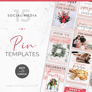 Pinterest Templates for Canva - Pinterest Pins, Canva Templates, Pinterest Pin Templates, Pinterest Graphics, Pinterest Design, Pink Pins