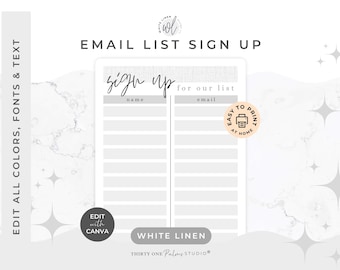 Zapisz się na newslettery – formularz do zapisu na newsletter do druku, lista e-maili, arkusz logowania, rejestracja na wydarzenie, dane kontaktowe, list, biała pościel