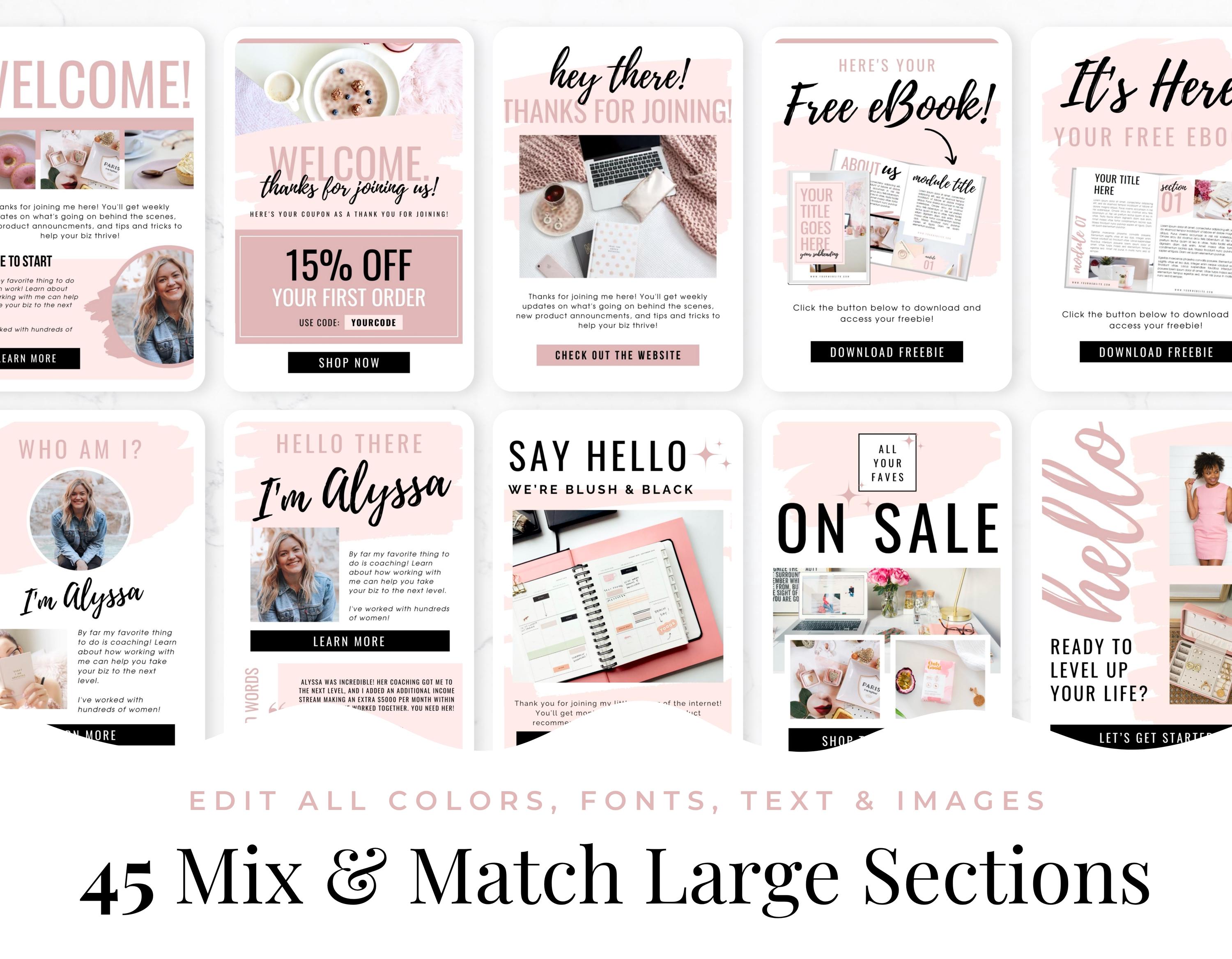 email templates - bundle pack - 50+ on yellow images... Email Template Bundle for Canva - Template Email, Mailchimp, Flodesk ...