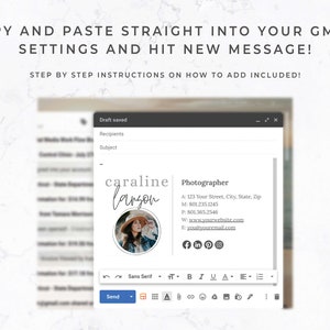 Email Signature Template for Canva - Google Docs, Clickable Links, Canva Template, Email Template, Signature Gmail Outlook, White Linen image 6