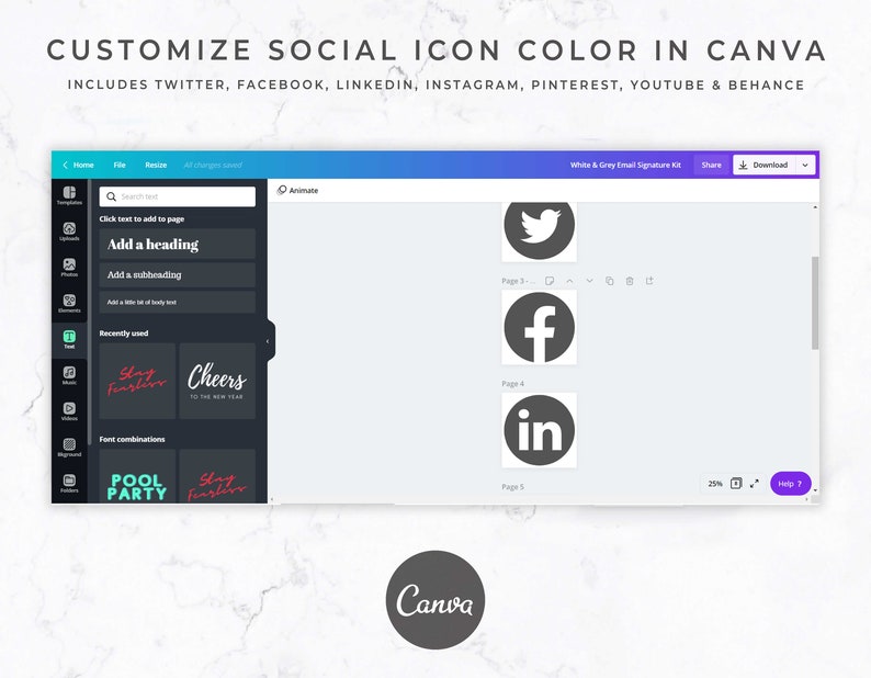 Gmail Email Signature Template For Canva Google Docs Etsy