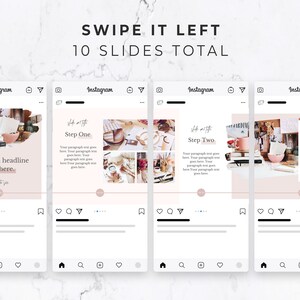 Carousel Post Template for Instagram Canva Template, Social Media Template for Canva, Slideshow, Slider, Swipe, Step by Step, Rose, Pink image 6