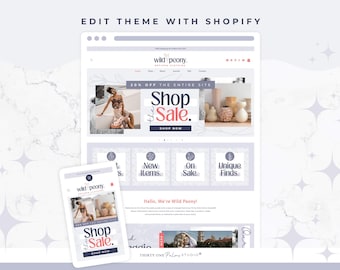 Lila Blumen-Theme für Shopilly - eKommerce Website Template, wilde Pfingstrose