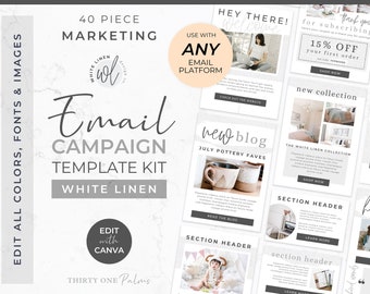 Email Template Bundle for Canva - Template for Email, Mailchimp, FloDesk, MailerLite, Email Design, Newsletter, Email Marketing, White Linen