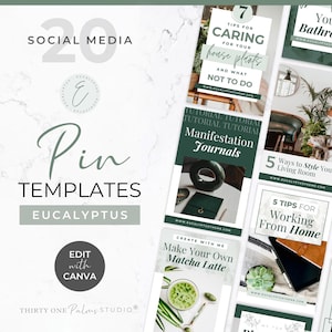 Pinterest Templates for Canva - Pinterest Pins, Canva Templates, Pinterest Pin Templates, Pinterest Graphics, Pinterest Design, Eucalyptus