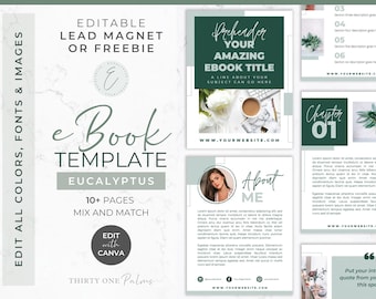 eBook Template - Lead Magnet Template, Canva Template, Freebie Template, Editable Canva eBook, Eucalyptus