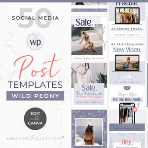 Social Media Post Templates - Canva Templates, Post Templates for Instagram, Shop or Blog, Fashion, Coach, Purple, Portrait Size, Wild Peony