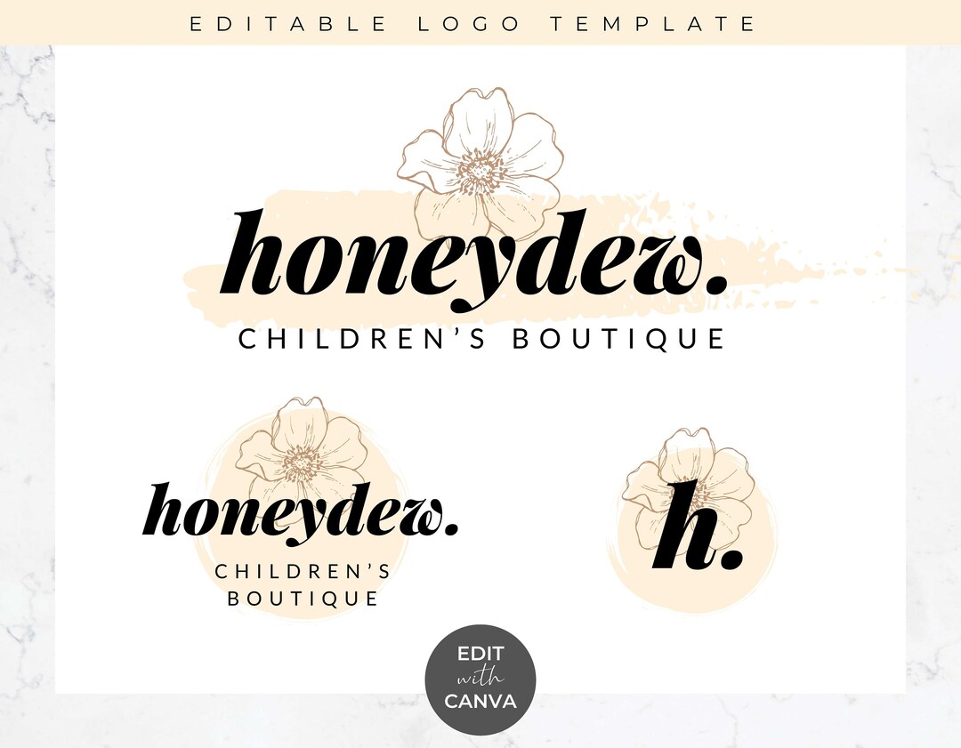 Editable Logo Template for Canva - DIY Fun Floral Logo Design, Small ...