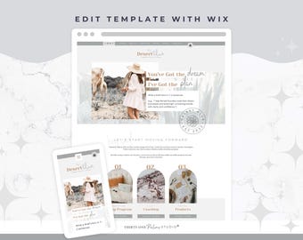 Website Template für Wix - Wix Template, Wix Theme, Coach, Boho, Kreatives Web Theme, eKommerce, Shop Theme, Online Business, Desert Blue