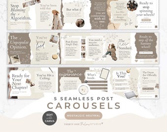 Karussell Templates für Instagram - Canva Posts für Coaches, nahtlose Social Media Karussells, Nostalgisch Neutral