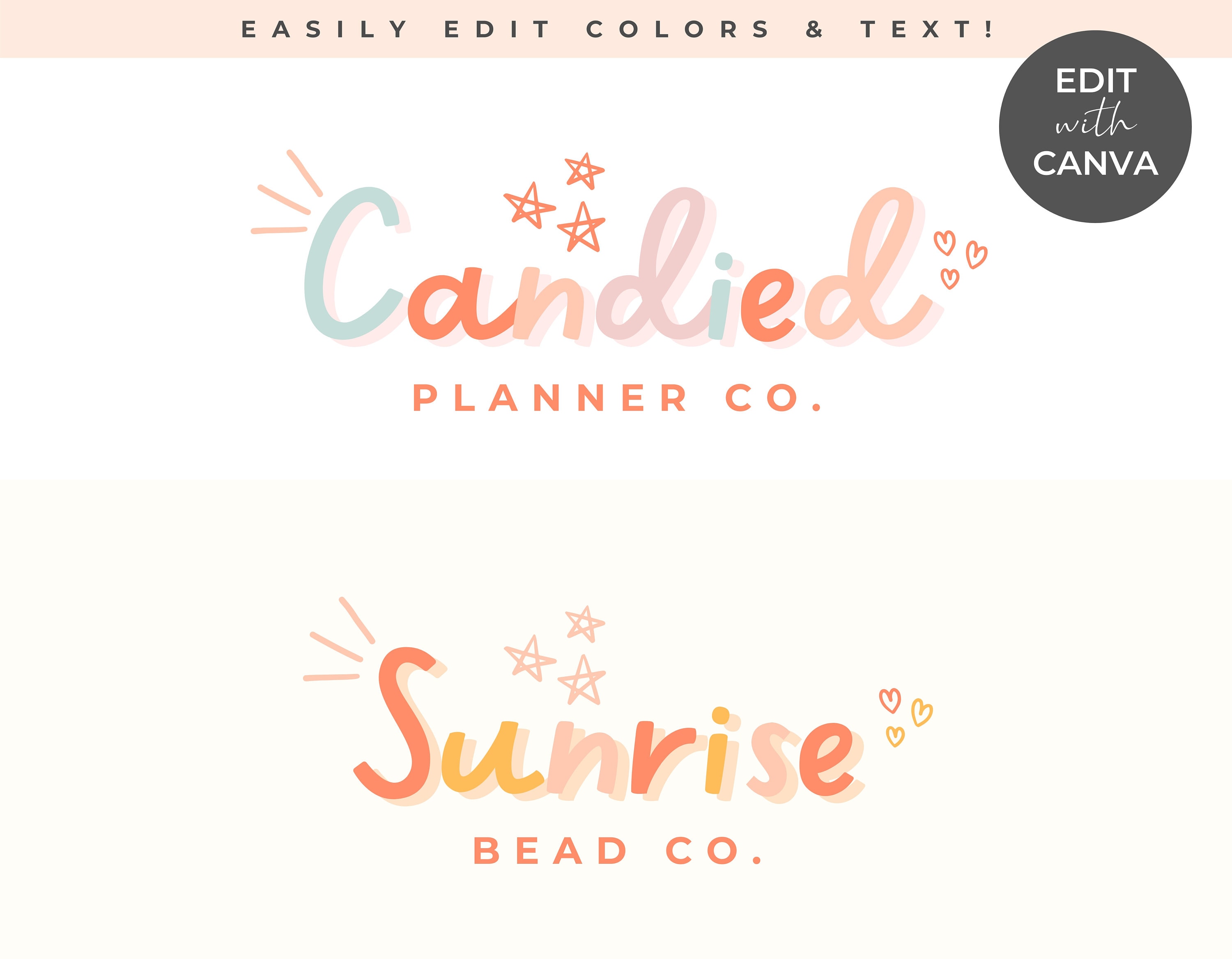 Editable Logo Template for Canva - DIY Colorful Logo Design, Small ...