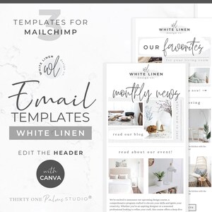 Canva E-Mail Vorlagen für Mailchimp - Mailchimp E-Mail Vorlagen Bundle, E-Mail Design, Marketing Vorlage, E-Mail Marketing, DIY, weißes Leinen
