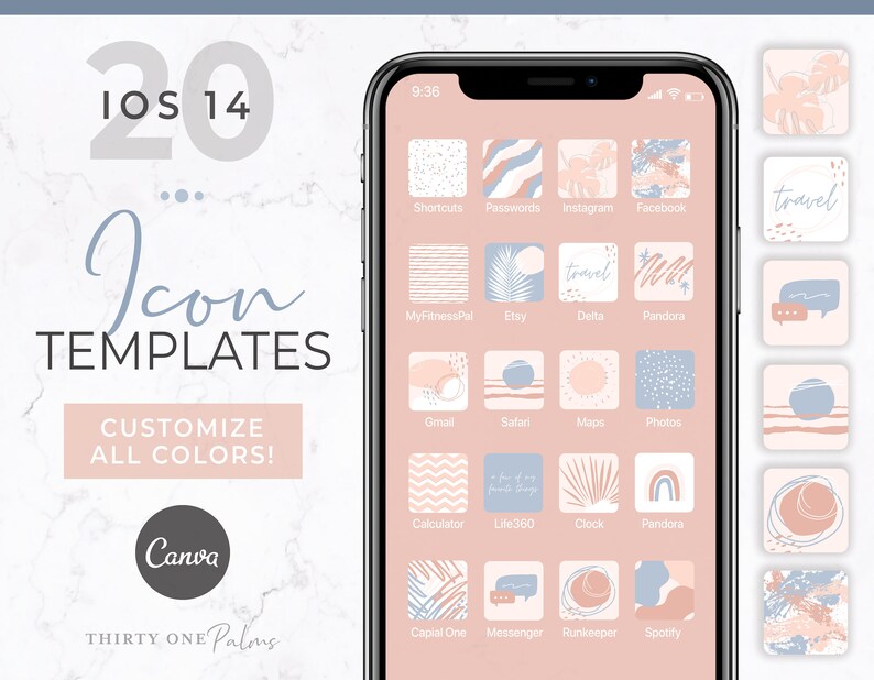 IOS 14 App Icon Pack Template for Canva iPhone App Pack | Etsy