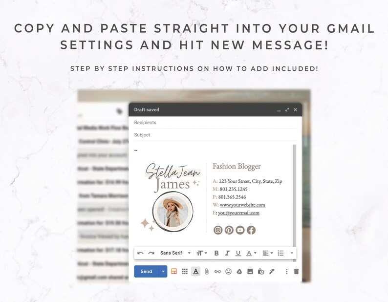 Email Signature Template Canva - Google Docs, Clickable Links, Canva ...