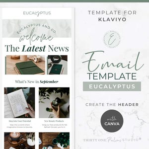 Email Newsletter Template  -  Email Marketing Template, Email Design, Klaviyo & Canva Email Template, Green Email Campaign, Eucalyptus