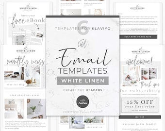 Email Template Bundle - Email Template Pack, Email Design, Email Newsletter, Welcome Email, Email Marketing for Canva & Klaviyo, White Linen