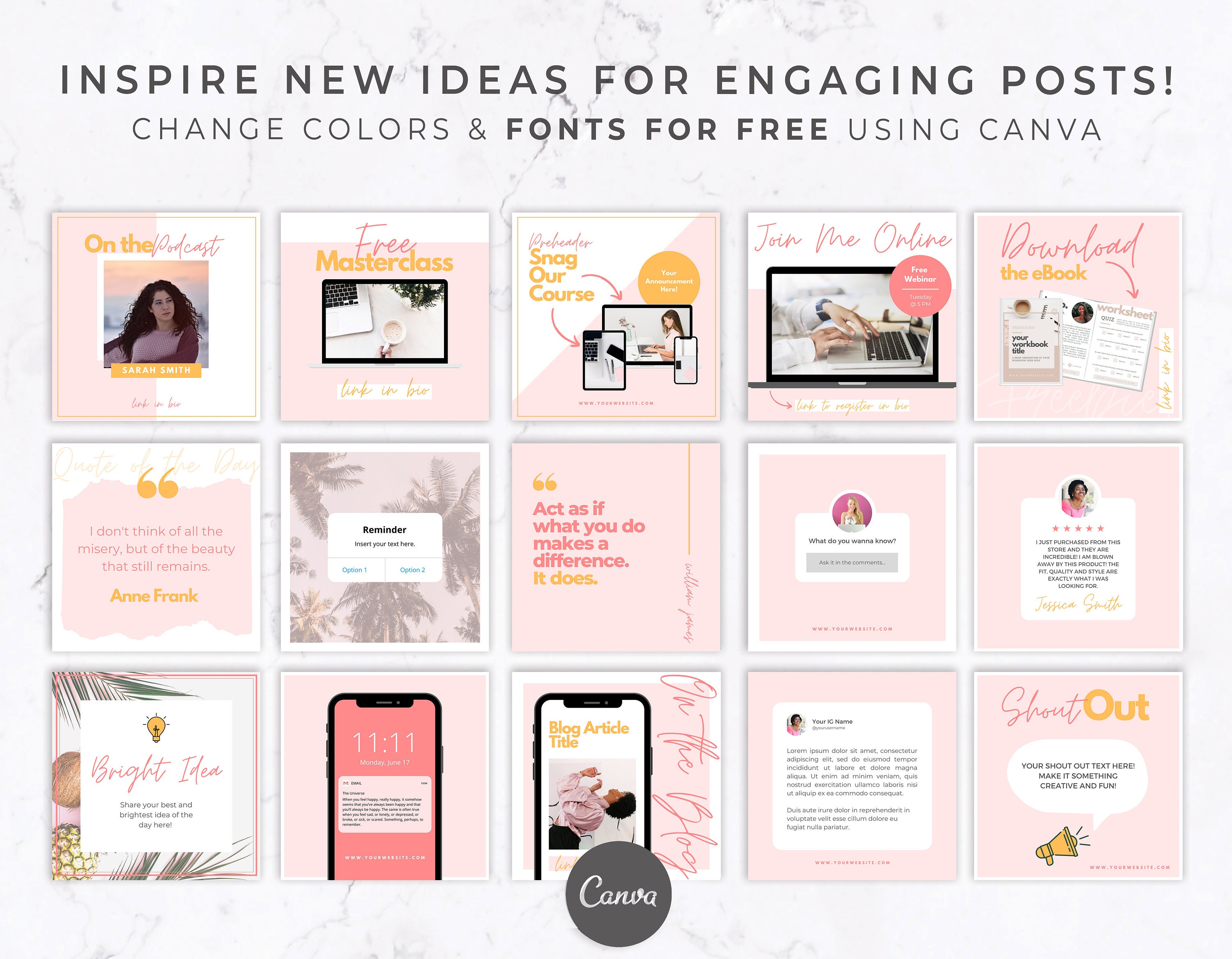 Instagram Template for Canva Engagement Booster Templates | Etsy