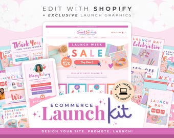Theme for Shopify + Launch Bundle - Social Graphics and Email Headers for Canva, Sweet Summer