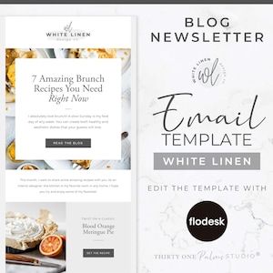 Email Template Flodesk - Flodesk Email Template, Blog Newsletter Email Design, Email Marketing Template, Article Email, White Linen
