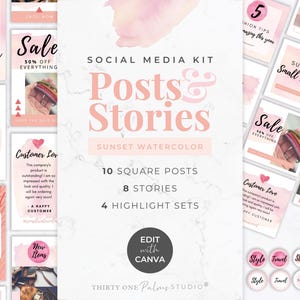Instagram Template Bundle - Canva Instagram Templates, Instagram Posts, Instagram Stories, Highlight Covers, Social Media Templates