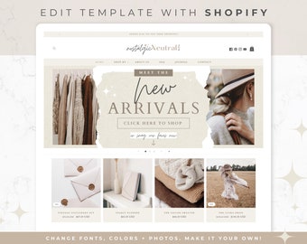 Shopify Theme - Website Template for Shopify, eCommerce Website, Shopify Store, Beige Web Theme, Shopify Template, Nostalgic Neutral