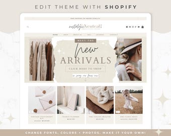 Neutral Beige Theme for Shopify- Rustic eCommerce Shop Template, Nostalgic Neutral