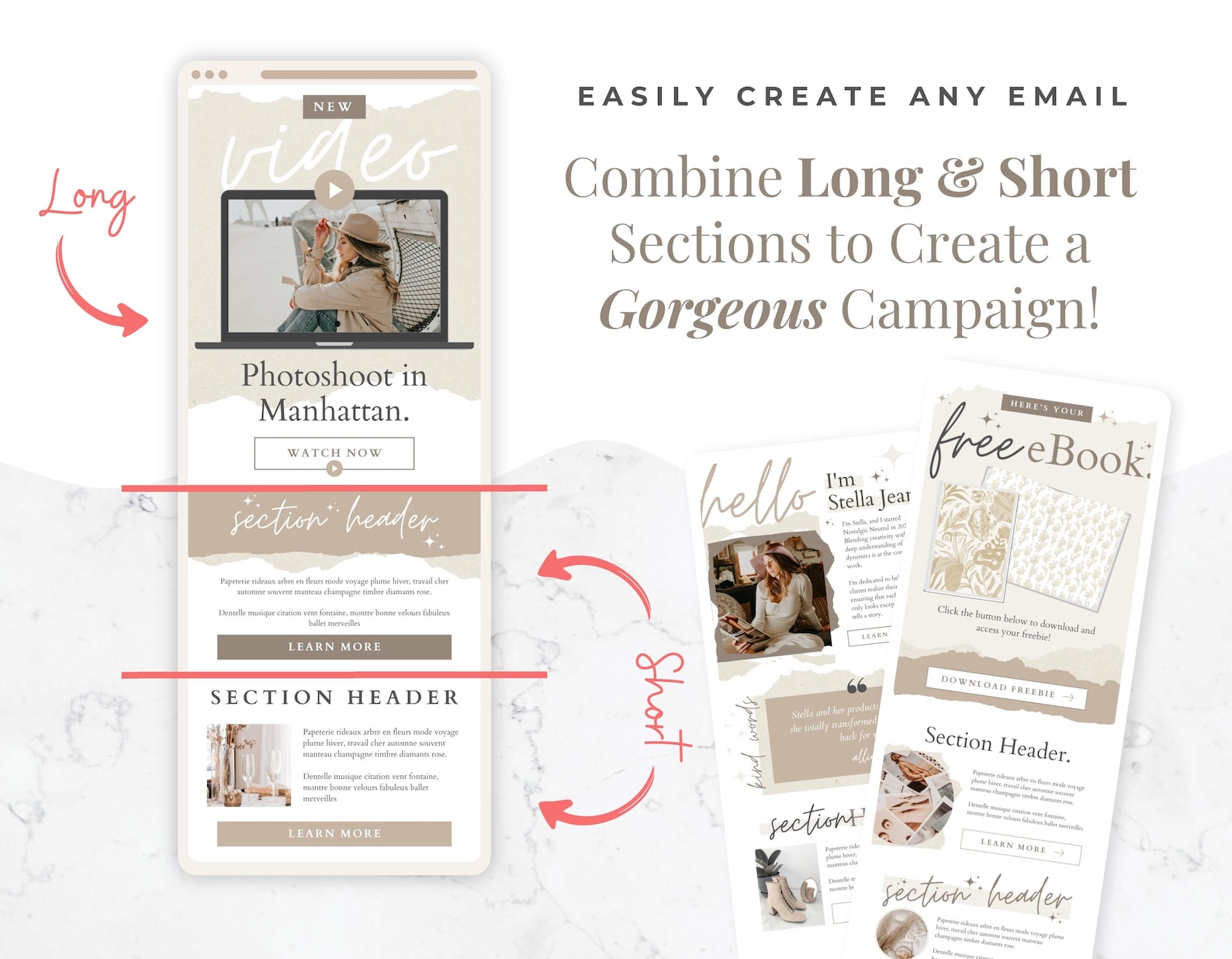 email templates - bundle pack - 50+ on yellow images... Email Template Bundle for Canva - Campaign, Mailchimp, Flodesk ...