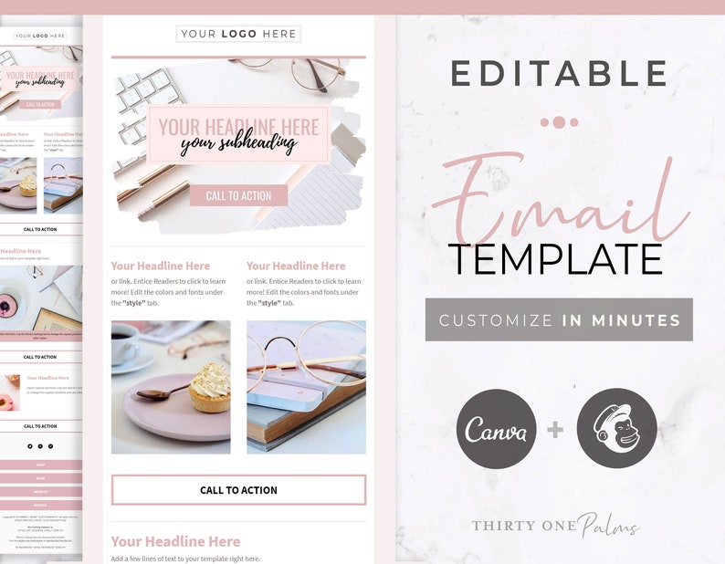 Canva Template for Mailchimp Mailchimp Email Template Email | Etsy