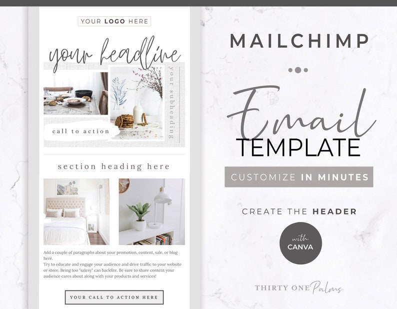 Canva Template for Mailchimp Mailchimp Email Template Email | Etsy