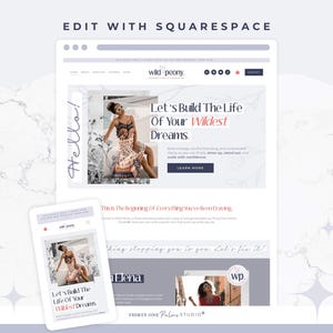 May include: A website design mockup displayed on a desktop and tablet. The design includes the text "wild peony" and "Let's Build The Life Of Your Wildest Dreams." The website has a light colour scheme with floral accents.