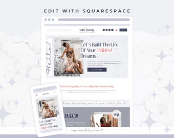 Website Template Squarespace - Squarespace Template, Squarespace 7.1, Coach Site, Blog, eCommerce Shop, Modern Business Website, Wild Peony