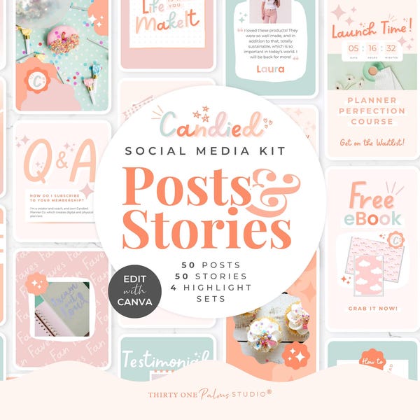 Instagram-mallpaket - Canva Instagram-mallar, Färgglada, Instagram-inlägg, Instagram-stories, Omslagsbilder, Sociala medier, Kanderade