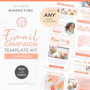 Email Template Bundle for Canva - Colorful Email, Mailchimp, FloDesk, MailerLite, Email Design, Newsletter, Email Marketing, Candied