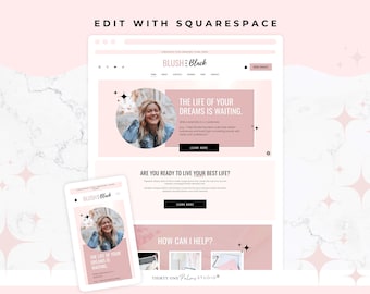 Website Template for Squarespace - Squarespace Template, Squarespace 7.1, Coach, Blog, eCommerce Shop, Pink Business Website, Blush & Black