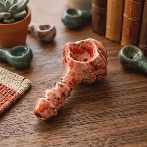 Handmade Ceramic Pipe, Berry Tart Color Slip Cast Jungle Gems Glaze, Functional Pottery, Unique Smoking Accessory, Art Lover's Gift